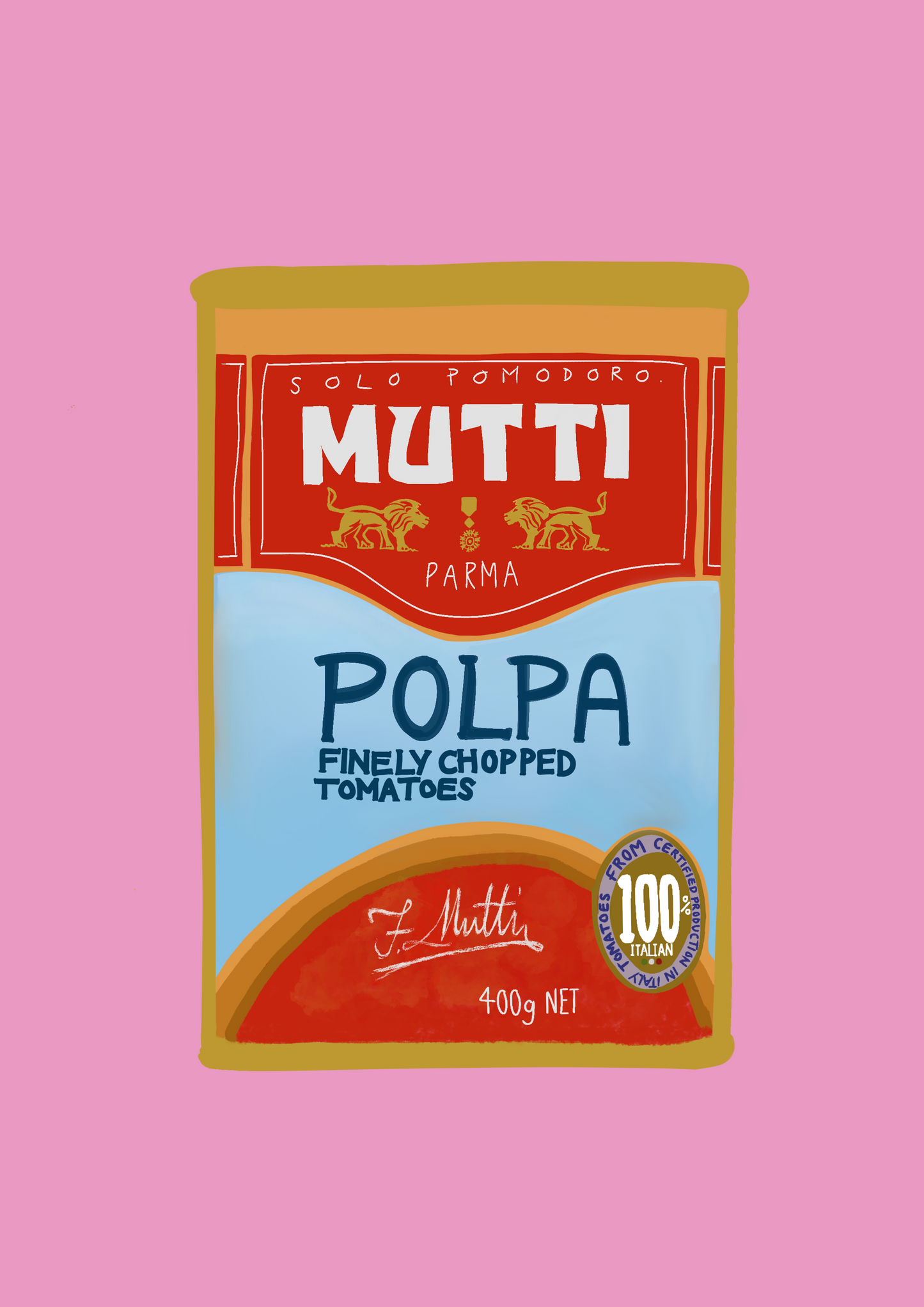 Mutti tomatoes tin print